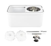Seau de vadrouille avec essoreuse, vadrouille de nettoyage rotative à 360 ° avec 2 tampons en microfibre pour carrelage en bois dur