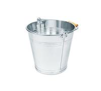 Seau décoratif Seau en zinc Seau en métal Seau en tôle galvanisé Seau à eau Seau avec poignée en bois 15 litres