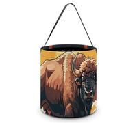 Seau d'Halloween avec poignées, sacs à friandises, sac fourre-tout à bonbons, paniers Wild American Bison Mountains