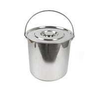 Seau en Acier Inoxydable 304 avec Couvercle - 20L Grande Capacité, Poli Miroir, pour Professionnels/Restauration (Argenté, Cuillère Incluse, Résistant à la Chaleur)