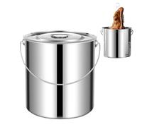 Seau en acier inoxydable avec couvercle, récipient de rangement avec couvercle à poignée, grand seau de cuisine pour la soupe, le lait, l'eau, le riz, la farine, les céréales, les chats, les aliments