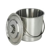 Seau en acier inoxydable, Lightakai - 20 l - Nombreuses utilisations - En acier inoxydable - Avec couvercle et anse - Pour cuisine, industrie, restauration, ménage, etc
