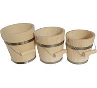 Seau en bois de sapin pour sauna et puits 3 pièces | Ensemble de seaux en bois de sapin | Seau en bois pour l'eau | Seau pour bain | Seau de jardin