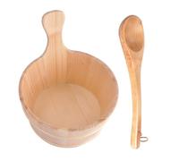 Seau en bois pour sauna avec louche | 4L d'eau pour sauna avec cuillère en bois | Set de perfusion Sãuna pour hammam, spa, maison, salle de bain | cadeau en pin naturel