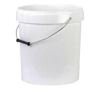 Seau en Plastique Blanc pour Miel, 20 kg, avec Anse Métallique, Sans Couvercle, référence LD061