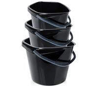 Seau en Plastique - Lot de 3 - 5L, 10L, 14L - Noir