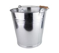 Seau en zinc de 12 litres avec poignée en bois - décoratif pour cendres, robuste en métal, polyvalent pour jardin, maison et construction, différentes dimensions