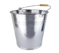 Seau en zinc de 15 l avec poignée en bois, seau en métal robuste avec anse - Seau polyvalent en métal pour le jardin et la décoration, la maison et la construction - Différentes tailles disponibles