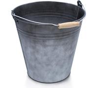 Seau en zinc décoratif avec poignée en bois anthracite - 10 L - Seau en métal pour planter ou transporter - Seau à cendres Seau à plantes Seau à fleurs Seau à glace Seau à champagne