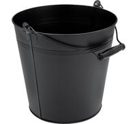 Seau en zinc décoratif avec poignée en bois - noir / 10 L - Seau en métal pour planter ou transporter - Décoration de jardin Seau en tôle Seau à cendres Seau à plantes Glaçon