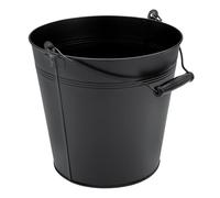 seau en zinc décoratif avec poignée en bois - Noir - 10 l - Seau pour planter ou transporter - Décoration de jardin