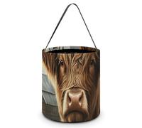 Seau Halloween Bonbon Vache des Highlands et moulin à vent Seau à Bonbons | Avec Poignée Sacs Halloween Trick or Treat Pliable Sac de Citrouille Trick or Treat pour Trick or Treat Fêtes