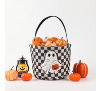 Seau Halloween, panier Trick or Treat pour enfants filles garçons, seau à bonbons Halloween panier cadeau toile citrouille paniers Boo effrayants sacs bonbons paniers citrouille décoration, Noir