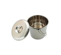 OC-PRO Seau INOX 12 litres avec Couvercle et Anse - Seau Multi-usages Cendres, Animaux, hygiène... Haute Qualité