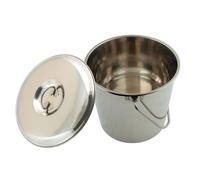 OC-PRO Seau INOX 12 litres avec Couvercle et Anse - Seau Multi-usages Cendres, Animaux, hygiène... Haute Qualité