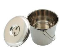OC-PRO Seau INOX 12 litres avec Couvercle et Anse - Seau Multi-usages Cendres, Animaux, hygiène... Haute Qualité