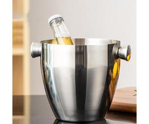 Seau isotherme en acier inoxydable pour double bière pour champagne glace - Double paroi large goulot pour bar à vin social, idéal pour les fêtes, KTV et rassemblements rafraîchissants