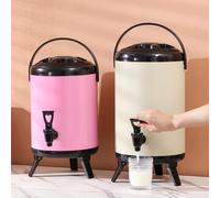 Seau isotherme en mousse pour boissons chaudes et froides - Accessoire de camping en plein air avec robinet en résine (8 l, argent)