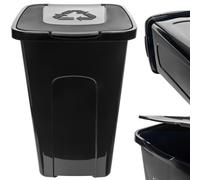 Seau KADAX, 50 L, poubelle en plastique polyuréthane, noir