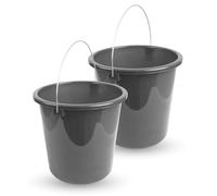 Seau (lot de 2) Seau de ménage, 10 litres, en différentes couleurs, seau de nettoyage en plastique résistant, adapté à un usage alimentaire, sans BPA, fabriqué dans l'UE (Anthracite)