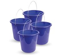 Seau (lot de 4) Seau de ménage, 10 litres, en différentes couleurs, seau de nettoyage en plastique résistant, adapté aux aliments, sans BPA, fabriqué dans l'UE (Bleu foncé)