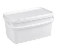 Seau plastique alimentaire -NIPTER- rectangulaire avec couvercle-12l- Blanc-Lot de 9 -100% recyclable
