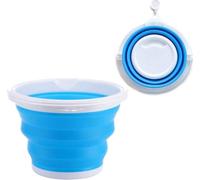 Seau pliable 10L | Seau à eau pliable pour pêcheur | 24 cm x 31,5 cm Seau en silicone | Seau de camping pliable | Seau de nettoyage compact | Seau de ménage en couleur [BLEU] - Seau pliable pour le ne