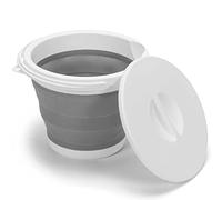 Seau Pliable 5 litres avec Couvercle | Sceau Retractable 5l en Silicone et Plastique pour Camping, pêche, Menage etc.