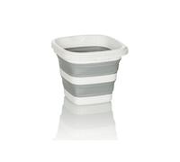 hjh OFFICE Poubelle Pliante Clean Sile, Silicone, Seau Pliable de 5L pour l'intérieur et l'extérieur, Peu encombrante, Gris/Blanc, 924001