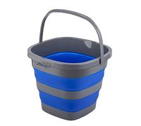 Seau pliable en plastique avec 10 L, bac rectangulaire pliable pour le nettoyage de la maison, économise de l'espace en extérieur pour le jardin ou le camping, seau à eau portable (bleu)
