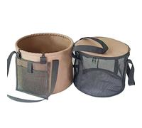 Seau pliable en PVC avec poignées renforcées et poche latérale en filet pour lavage de voiture, jardinage, utilisation en extérieur, seau de rangement pliable pour l'extérieur