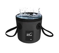 Seau Pliable, Seau de pêche 12 L, de Camping Portable avec poignée, de pêche ultraléger avec évier, Pliable pour la, Le Camping, la randonnée, Noir