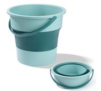 Seau Pliable Seau en Silicone avec Anse Sceau Retractable Portable pour Camping Pêche Ménage Lessive Jardinage (Vert, 10L)