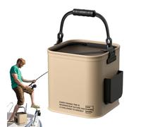 Seau portable pour équipement de pêche - Organiseur pliable étanche | Conteneur utilitaire d'extérieur | Outil de rangement multi-usage pour randonnée, camping, barbecue, porte-eau durable avec poche