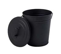 Seau, poubelle à cendres 12 L en métal avec couvercle - Noir - Linxor