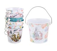 Seau pour fête de Pâques, 6 pièces, panier de rangement avec motif lapin, boîte en métal, pour biscuits, avec poignée, pour , Pâques, cadeaux de bonbons, œufs de chocolat, chasse aux oeufs