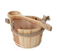 Seau pour sauna avec louche HWC-B26, accessoires pour sauna, pin 3,5 l