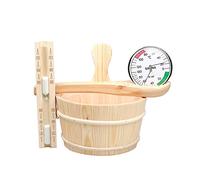 Seau Pour Sauna en bois Pin Finlandais naturel, Set Sauna Home Spa pour Désintoxication Fitness Beauté, avec seau 5L et louche en bois sablier minuteur hammam spa sauna