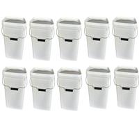 Seau rectangulaire 10 L Blanc, Silplast, Lot de 10 pièces avec couvercle, en plastique alimentaire, empilables, pour stockage