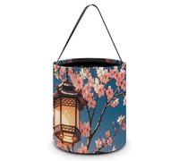 Seau rond à motif lanterne pour Halloween, panier à bonbons réutilisable, sac fourre-tout avec poignées pour emballer des cadeaux de fête