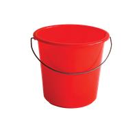 Seau rond léger avec anse acier - 5 L - rouge