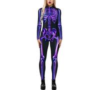 SEAUR Bodysuit Cosplay Halloween 3D Motif Adulet Combinaison Homme d'Halloween Ensemble Jumpsuit Squelette Femme Carnaval Party M