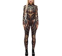 SEAUR Bodysuit Cosplay Halloween 3D Motif Adulet Combinaison Homme d'Halloween Ensemble Jumpsuit Squelette Femme Carnaval Party M