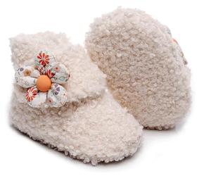 SEAUR Bottines Bébé Unisex Chaussure en Bas âge Naissance Hiver Chaussure en Peluche Chaud Bébé Garçon Fille Chaussons Tout-petit Blanche 0-6 Mois