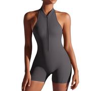 SEAUR Combinaison Femme Sport Courte Scrunch Butt Lift Une Pièce Jumpsuit sans Manches avec zip pour Gym Yoga Jogging M(Asie L)