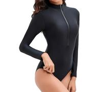 SEAUR Femme Maillot de Bain 1 Pièce Manches Longues Rash Guard Femme Amincissant Sexy Piscine Eté Surf Plage M