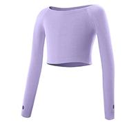 SEAUR Fille Cache-Coeur de Danse Classique Hauts de Danse en Tricot Manches Longues pour Enfants Filles Dancewear Femmes Violet - M