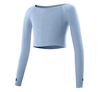 SEAUR Fille Cache-Coeur de Danse Classique Hauts de Danse en Tricot Manches Longues pour Enfants Filles Dancewear Femmes Bleu - M