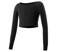 SEAUR Fille Cache-Coeur de Danse Classique Hauts de Danse en Tricot Manches Longues pour Enfants Filles Dancewear Femmes Noir - M