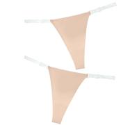 SEAUR G String Ficelle pour Femme,Taille Basse Invisible Slips,Sexy Tanga sans Couture Culottes,String à Bretelles Transparentes,Sexy Chic Respirant Culottes,Teint,L,Lot de 2